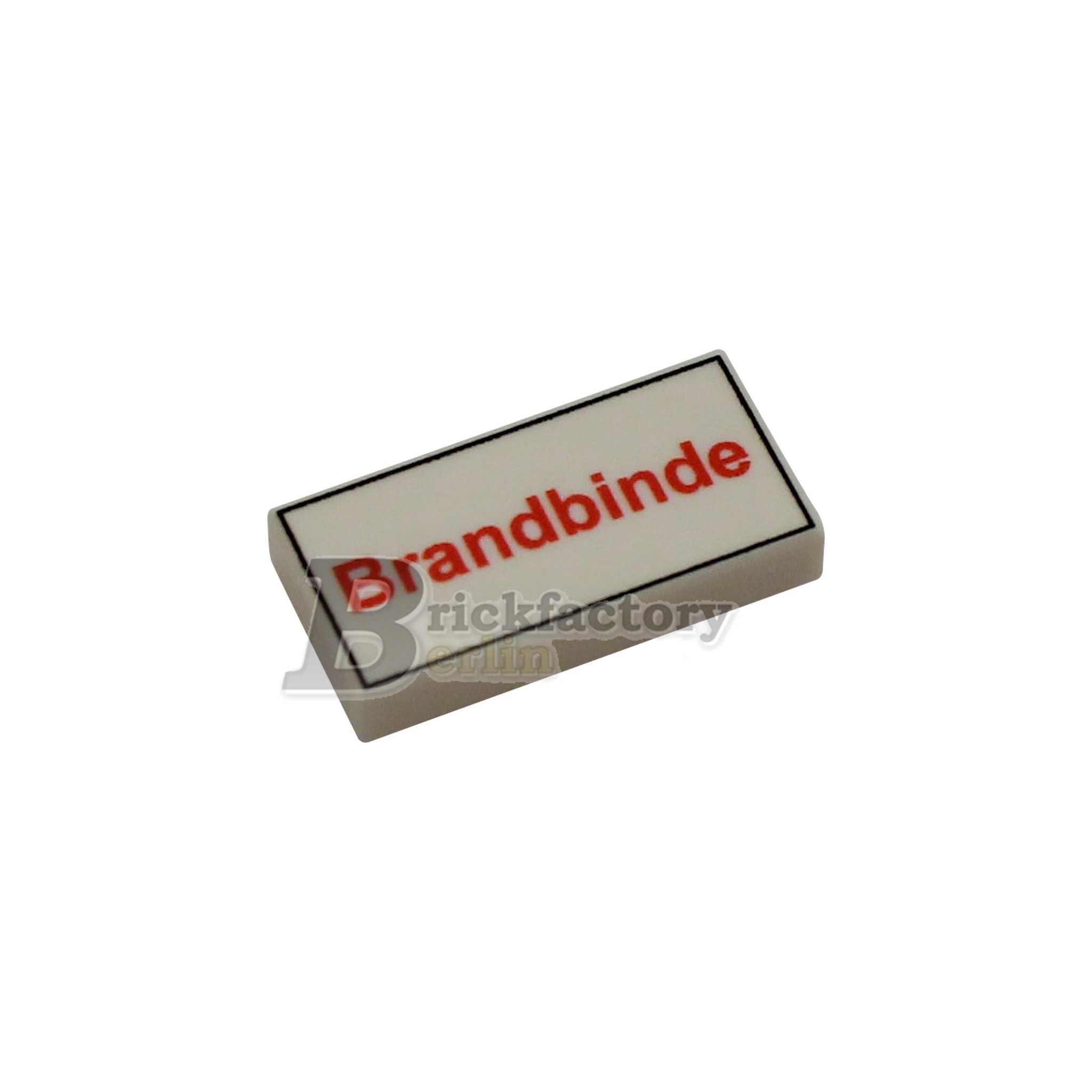 BF-0447A - Brandbinde (Farbe: Weiss) Bedruckte LEGO®-Fliese 1x2