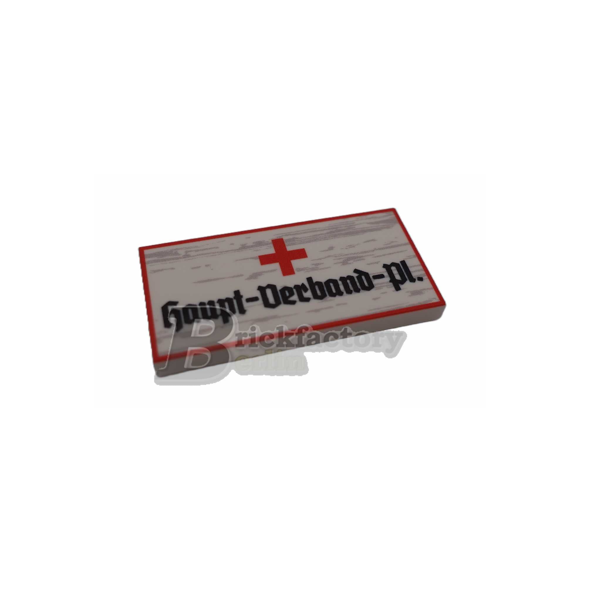 BF-0465-2 - Haupt-Verband-Platz (Farbe: Weiss) Bedruckte LEGO®-Fliese 2x4