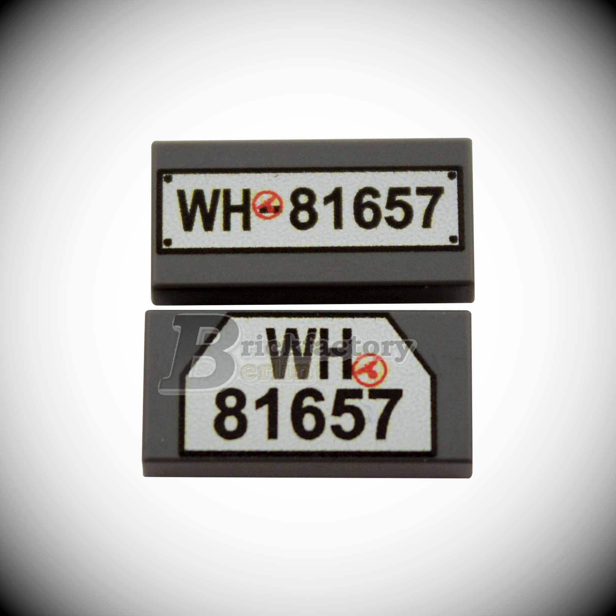 BF-0363B - Nummernschilder Set-2 2er-Pack (Farbe: Dunkelgrau) Bedruckte LEGO®-Fliesen-1x2