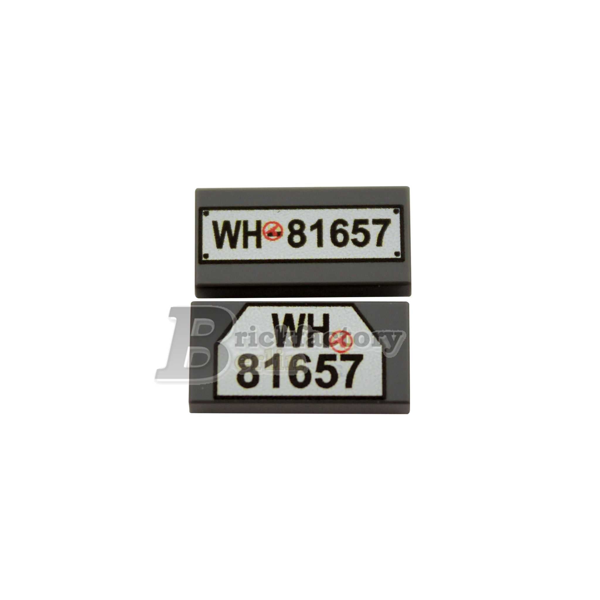 BF-0363B - License Plate Set-2 2-pack (Color: Dark Gray) Printed LEGO® tiles 1x2