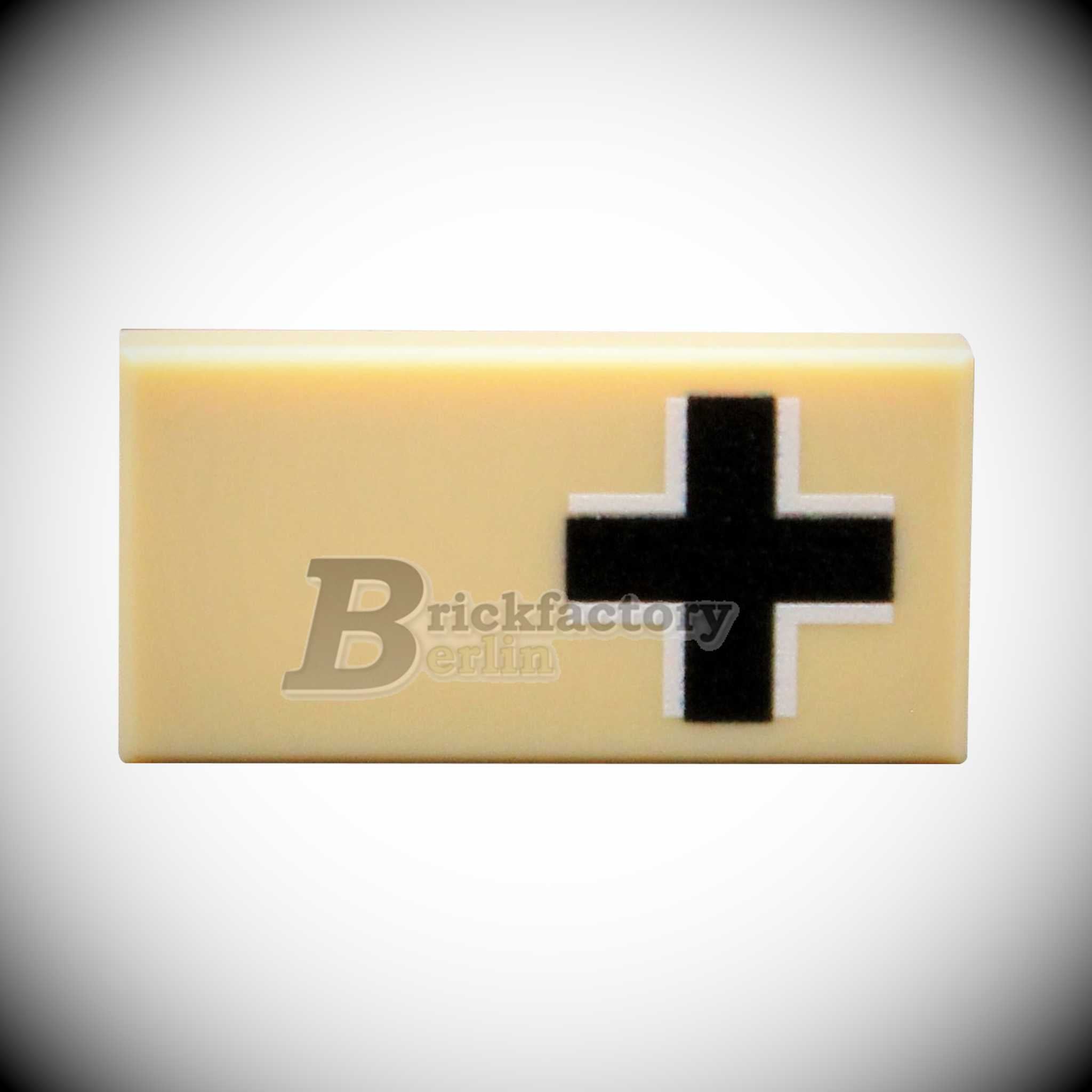 BF-0460D - Balkenkreuz (Farbe: Tan, Bedruckte LEGO®-Fliese 1x2)