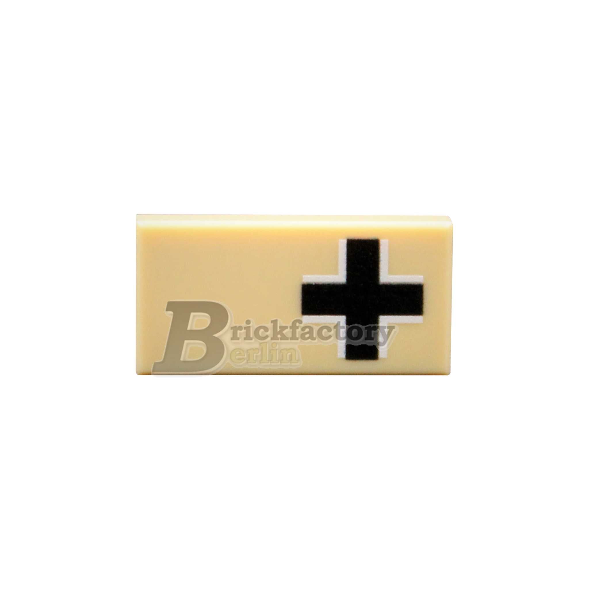 BF-0460D - Balkenkreuz (Farbe: Tan, Bedruckte LEGO®-Fliese 1x2)